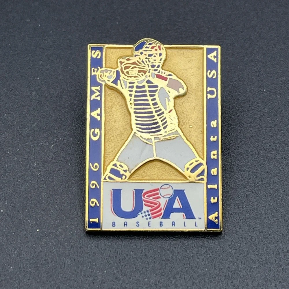 1996 Atlanta Olympic Games Team USA Baseball Catcher Lapel Hat Pin
